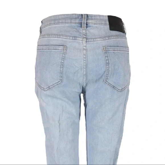 🌺 DKNY Light Wash Cropped Raw Hem Tie Dip Dye Mid Rise Jeans Size 26 - Picture 6 of 11